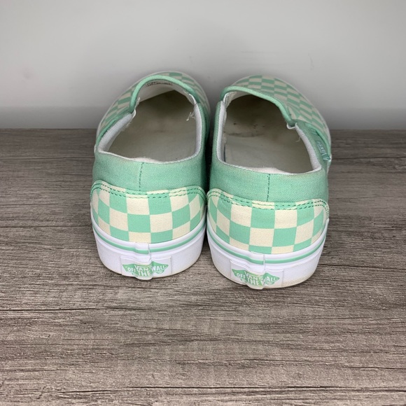Vans Women’s Asher Green White Check Slip Ons - Picture 6 of 8